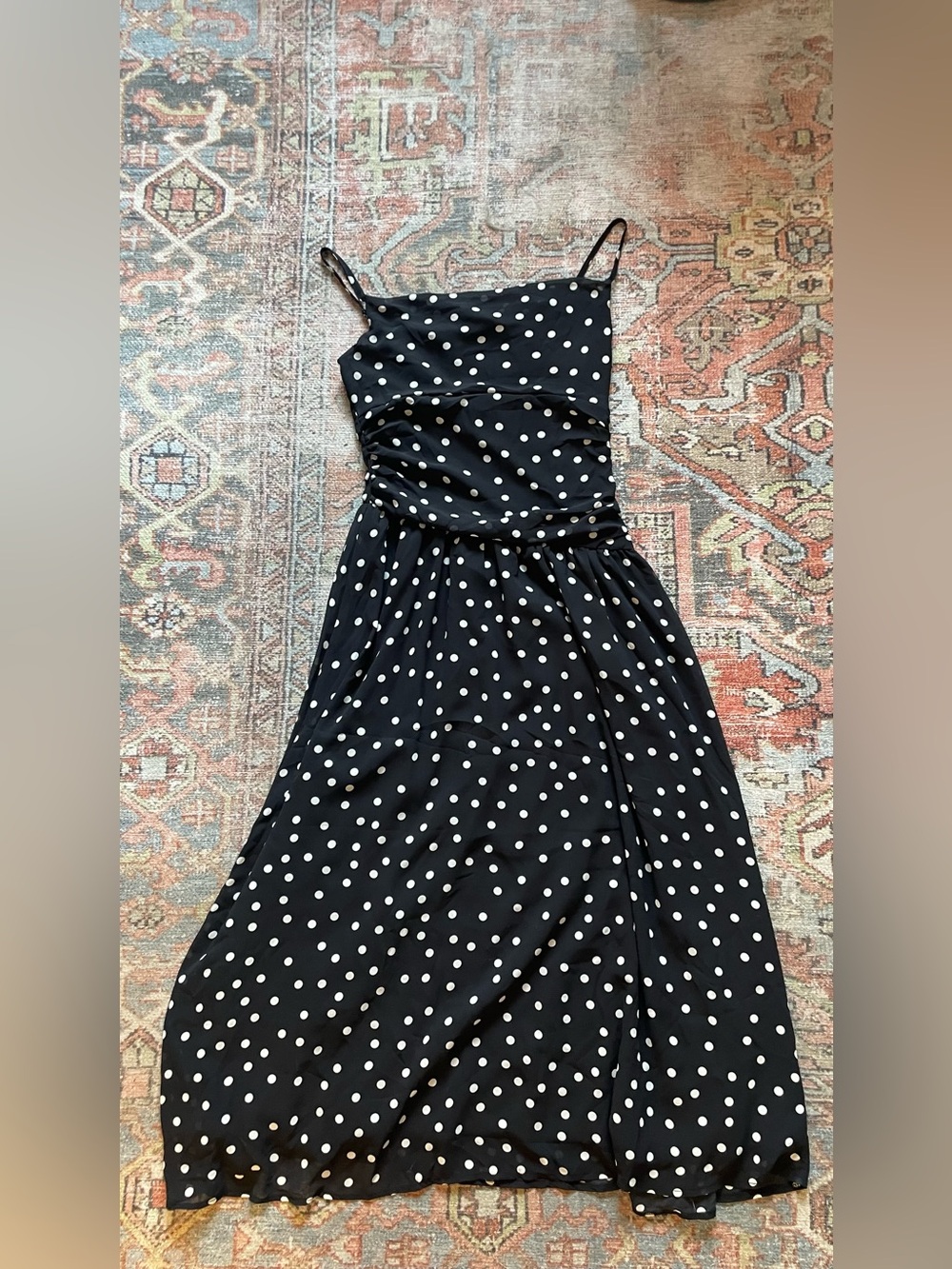 SHEIN Black and White Polka Dot Maxi Dress with Spaghetti Straps